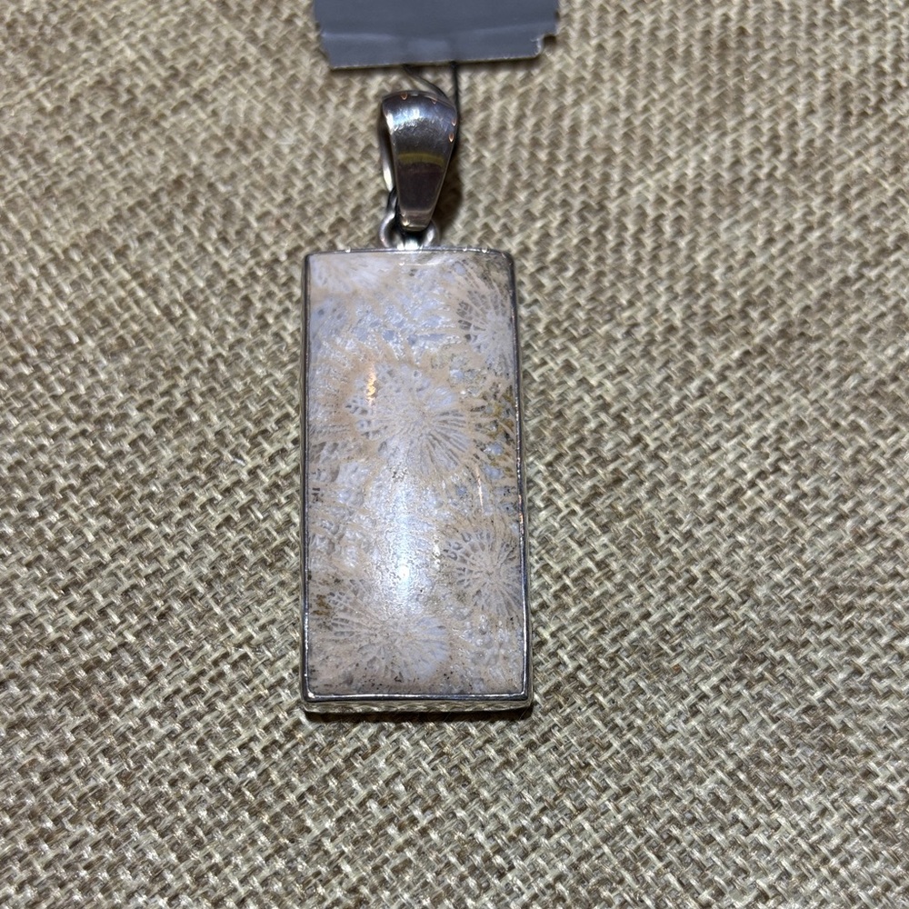 Fossilized Coral Sterling Silver Pendant